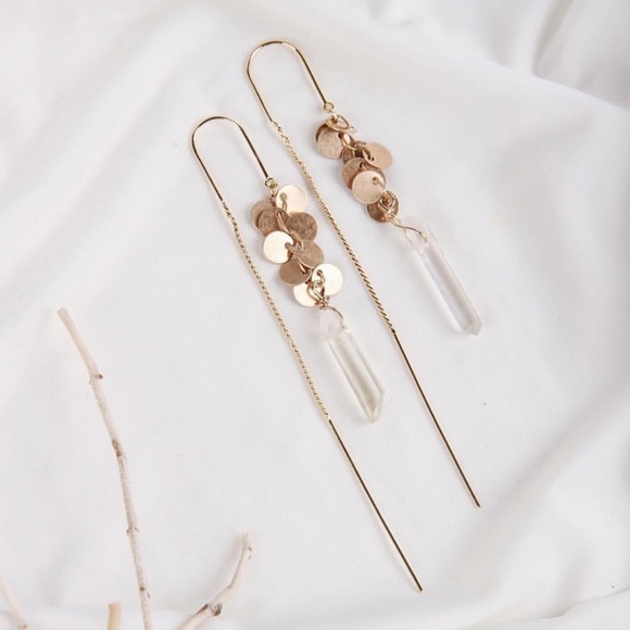 Anthropologie threaded natural stone earrings - Picture 2 of 8